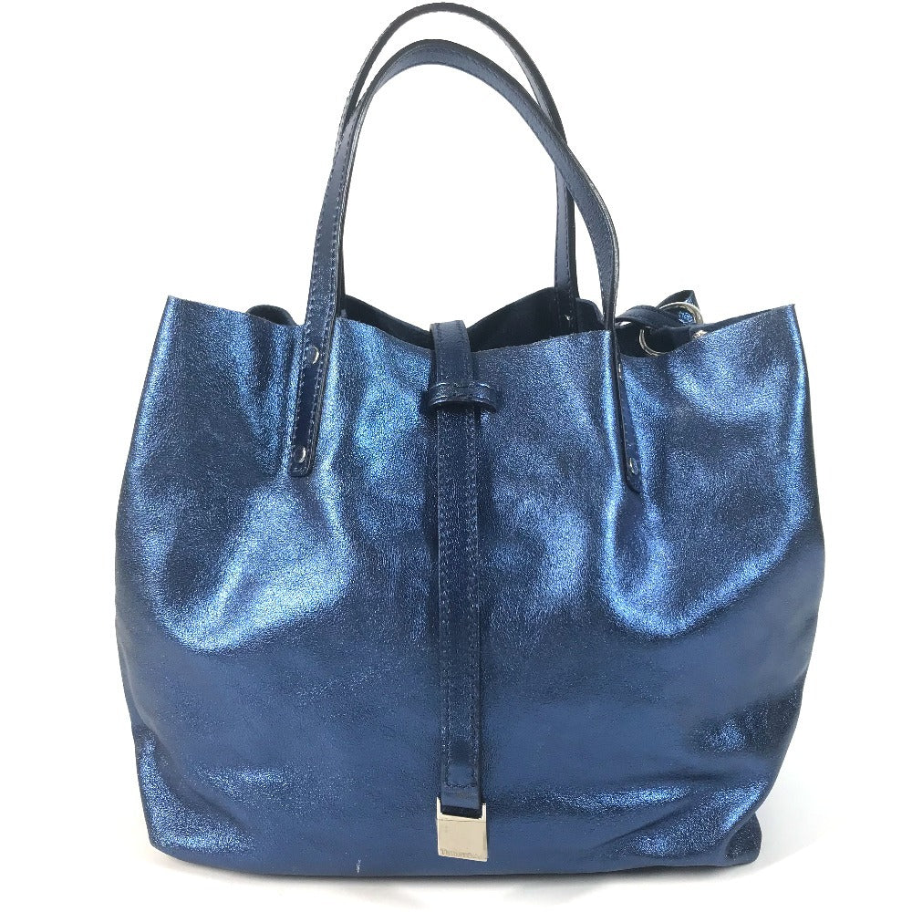 TIFFANY&Co. metallic Logo pouch included Bag Tote Bag Hand Bag Leather blue Used