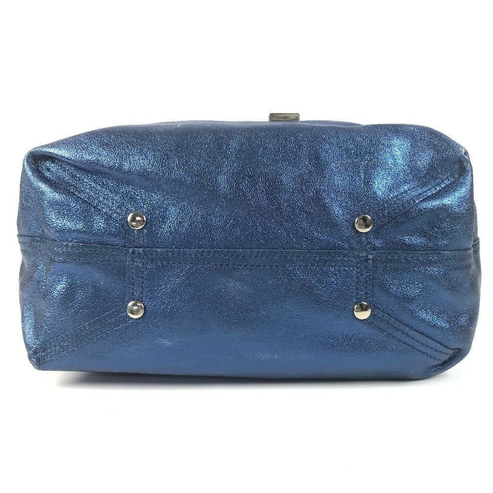 TIFFANY&Co. metallic Logo pouch included Bag Tote Bag Hand Bag Leather blue Used