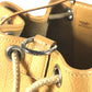HERMES H-punched logo drawstring bag lunch bag shawl Shoulder Bag Taurillon Clemence Yellow Beige Based Used