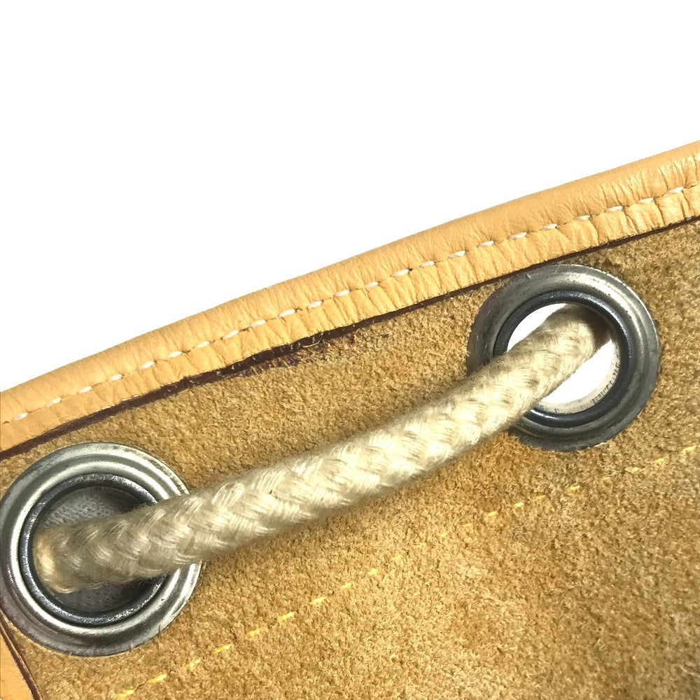 HERMES H-punched logo drawstring bag lunch bag shawl Shoulder Bag Taurillon Clemence Yellow Beige Based Used