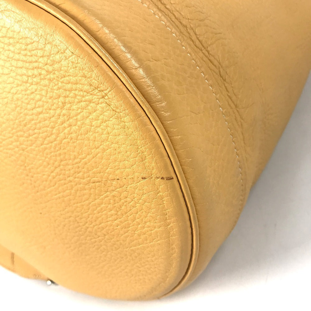 HERMES H-punched logo drawstring bag lunch bag shawl Shoulder Bag Taurillon Clemence Yellow Beige Based Used