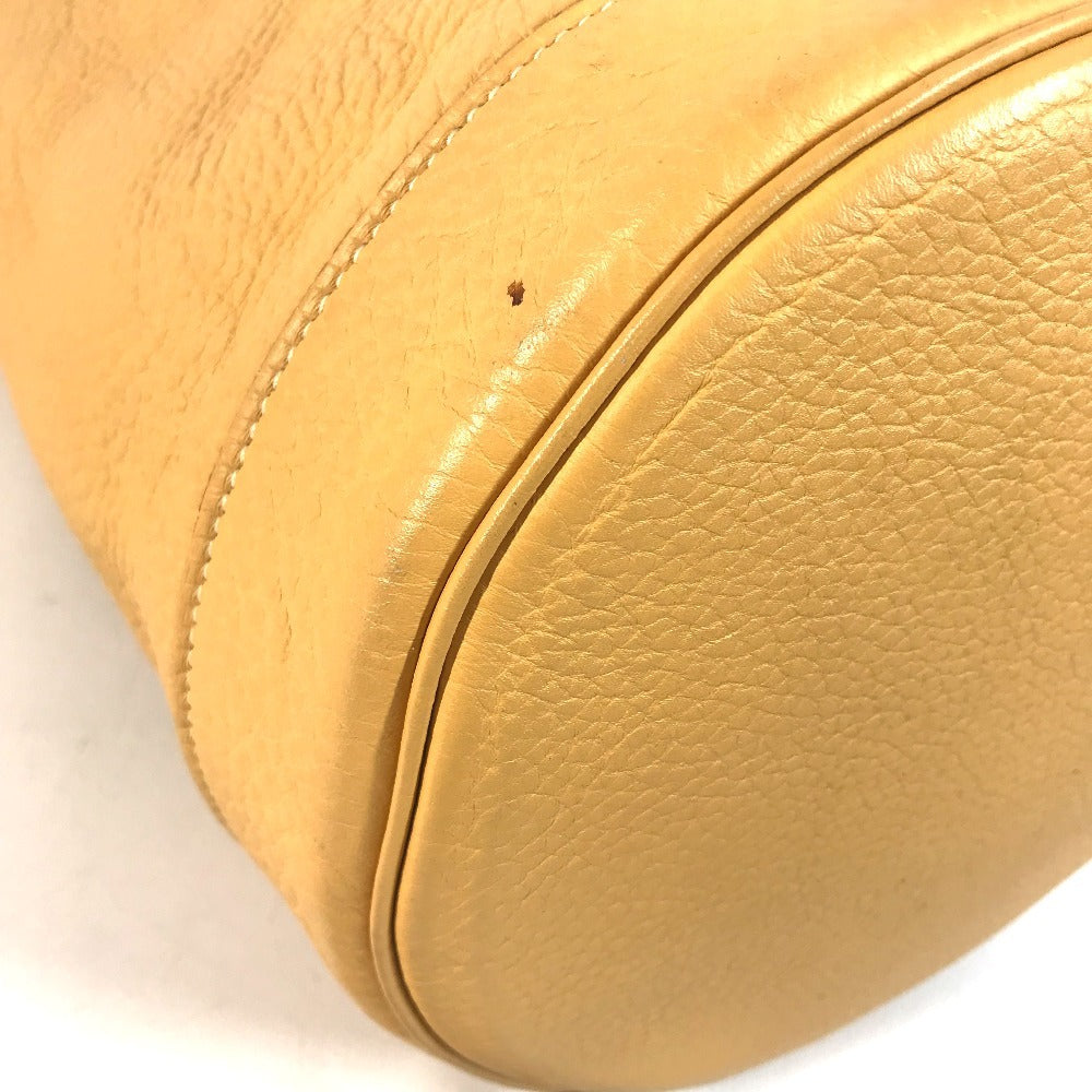HERMES H-punched logo drawstring bag lunch bag shawl Shoulder Bag Taurillon Clemence Yellow Beige Based Used