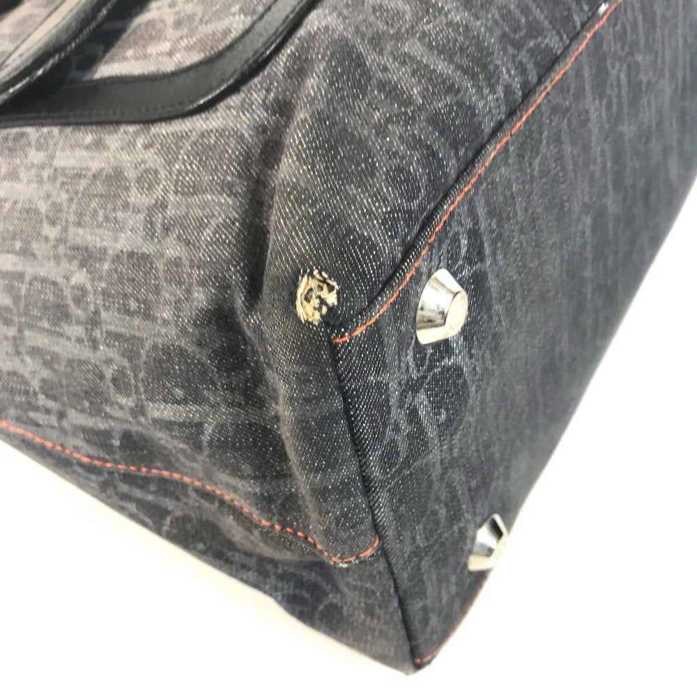 Dior Flight line Trotter Logo Denim Bag Tote Bag Shoulder Bag Hand Bag Leather/Canvas blue/Orange Used