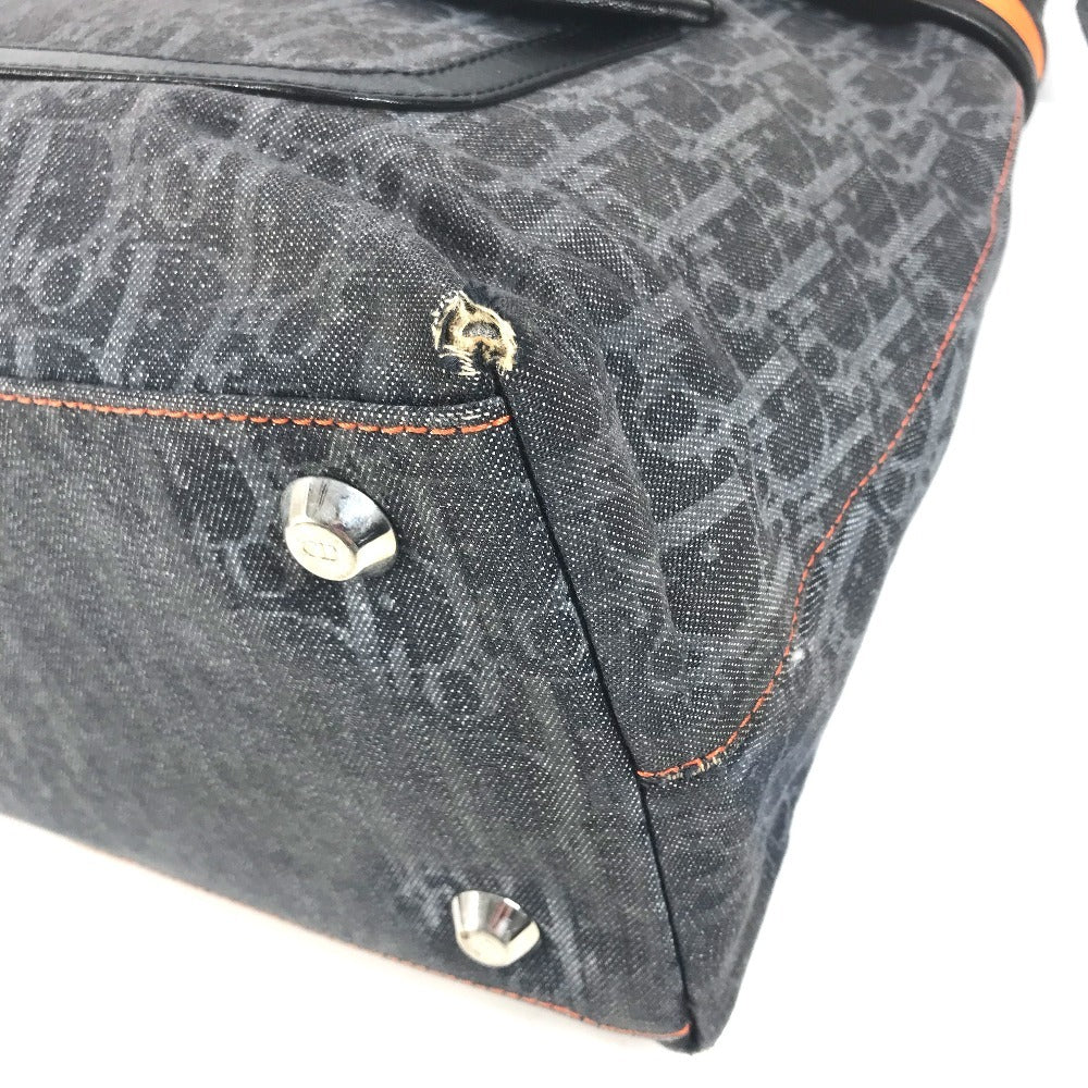 Dior Flight line Trotter Logo Denim Bag Tote Bag Shoulder Bag Hand Bag Leather/Canvas blue/Orange Used