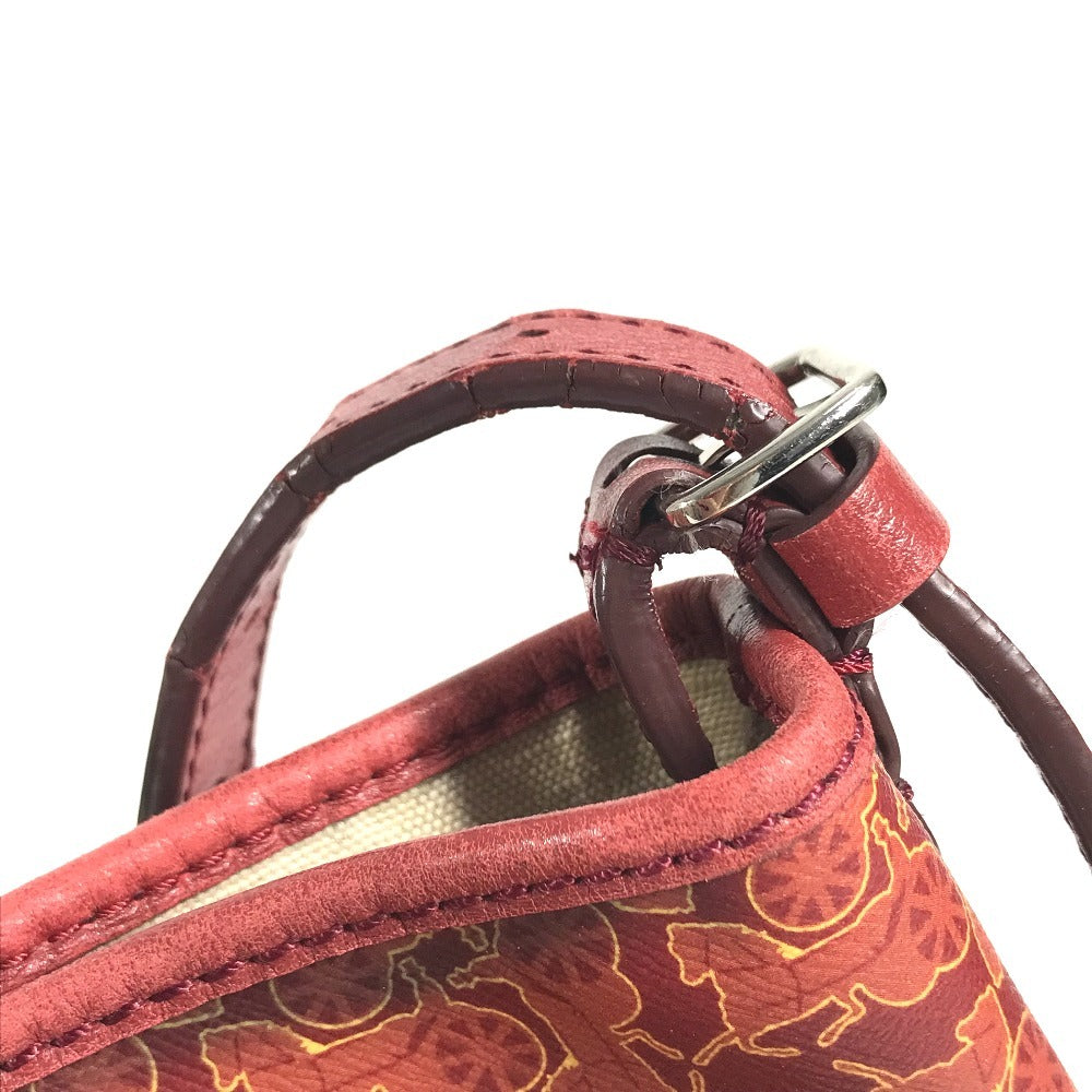CELINE Sulky Logo Vertical Tote Bag, 2-way bag, Crossbody Tote Bag Shoulder Bag Leather / Coated Canvas Red Used