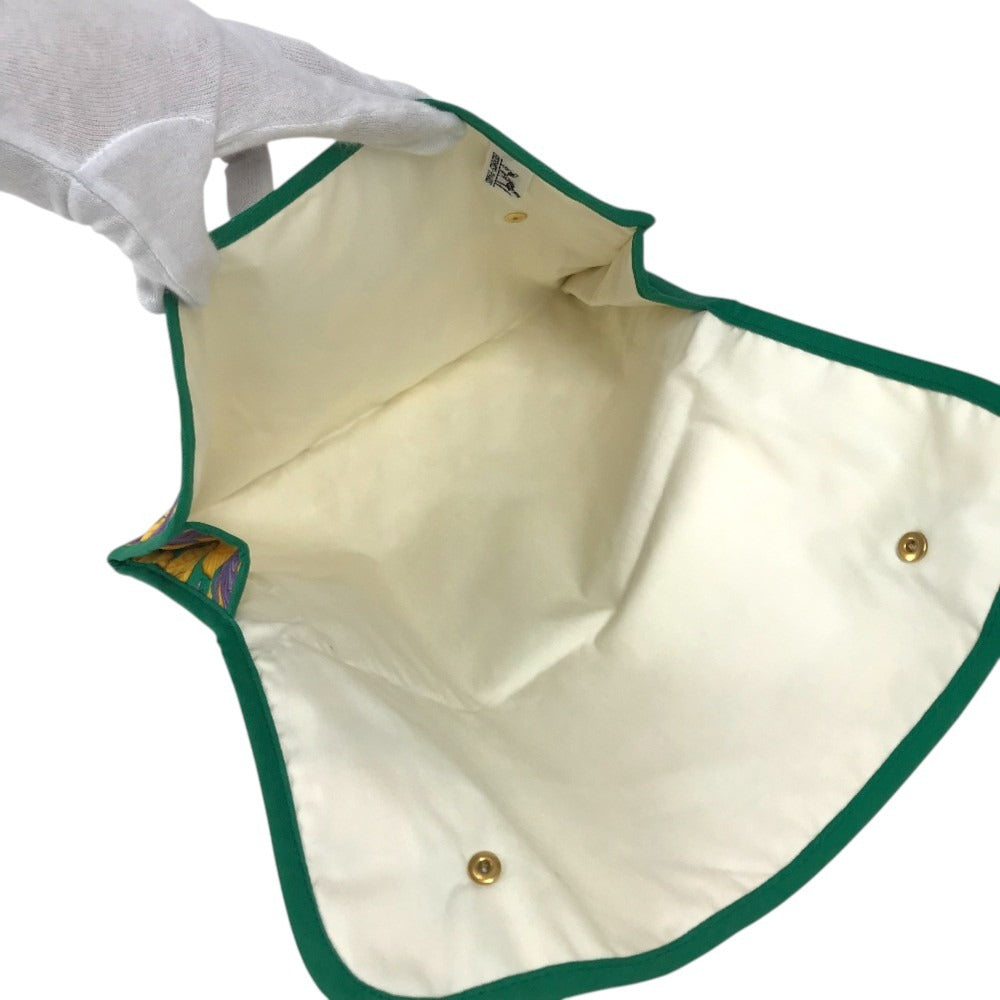 HERMES vintage Bird pattern Shoulder bag, tote bag, with 3 pouches. Shoulder Bag cotton Green/yellow Used