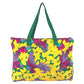 HERMES vintage Bird pattern Shoulder bag, tote bag, with 3 pouches. Shoulder Bag cotton Green/yellow Used
