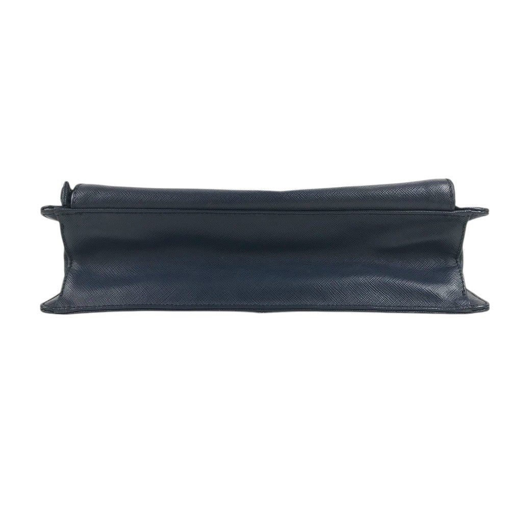 PRADA triangle logo triangle logo plate Handbag (vertical) Business bag saffiano leather blue Used