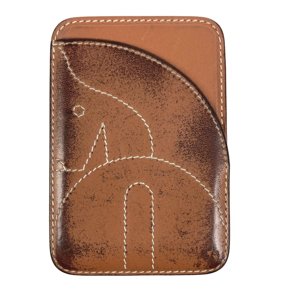 HERMES MagSafe Eman Cheval MagSafe Business Card Holder Pass Case Card Case Leather Brown Used