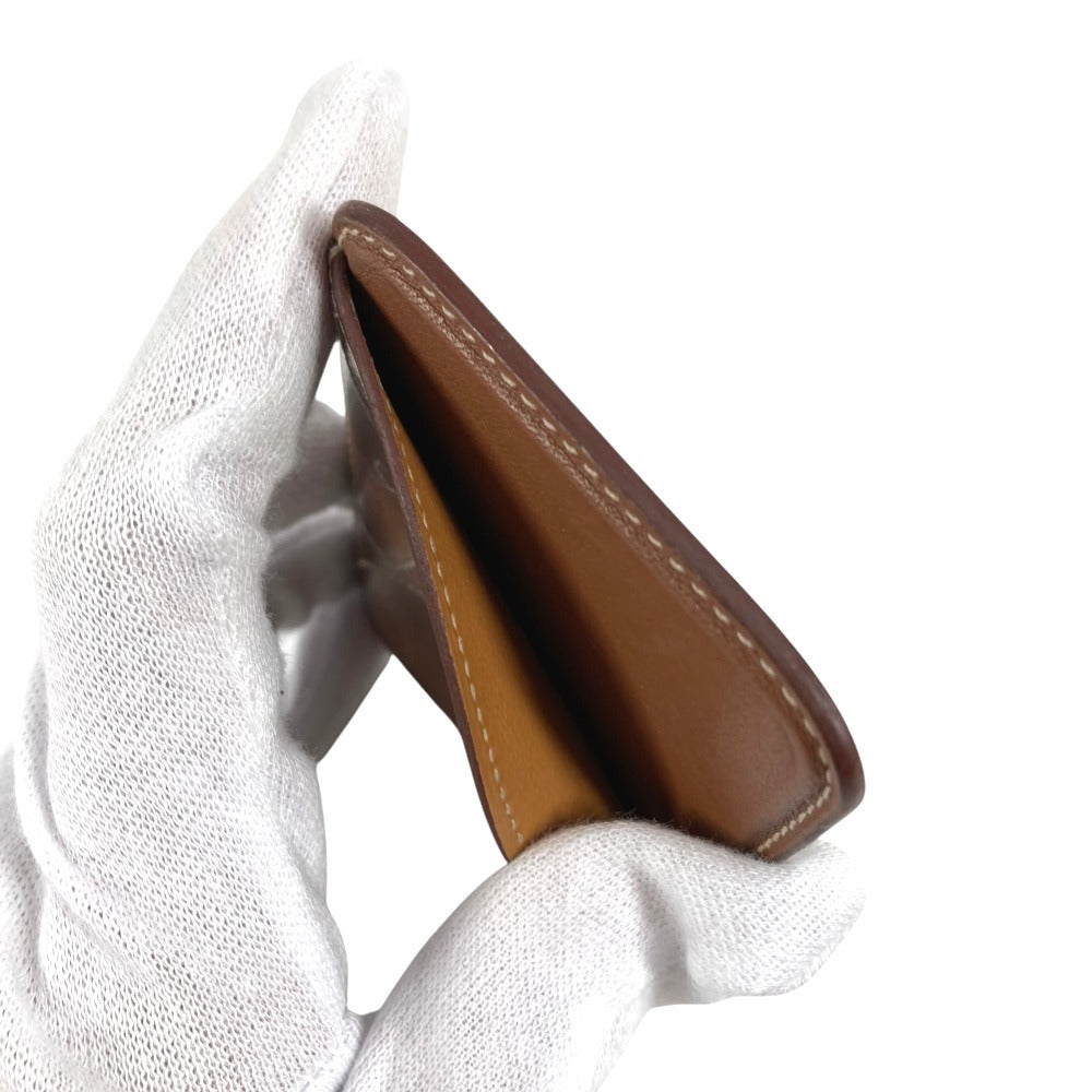 HERMES MagSafe Eman Cheval MagSafe Business Card Holder Pass Case Card Case Leather Brown Used