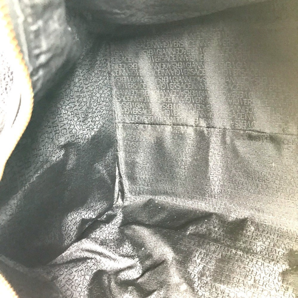 VERSACE vintage Sunburst logo 2-Way Bag: Shoulder Bag, Crossbody Bag, Duffle Bag Hand Bag Leather Black/Gold Used