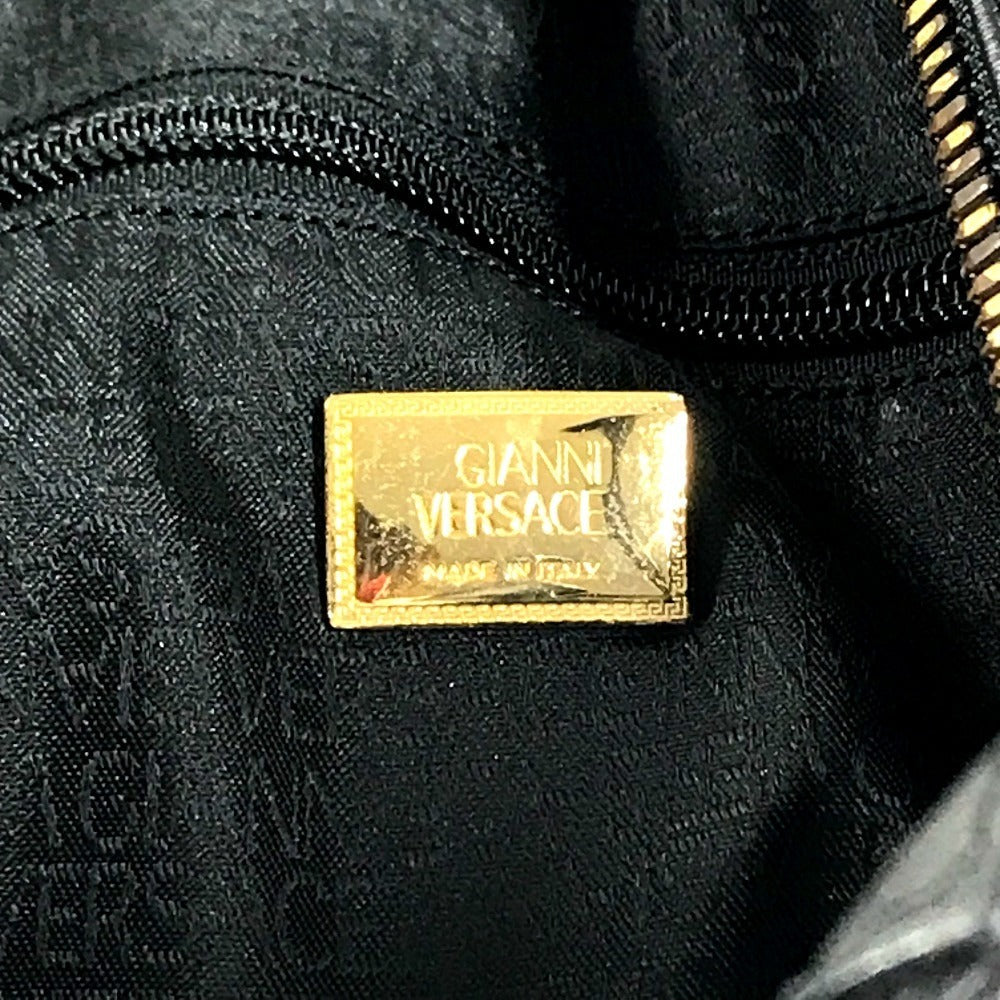 VERSACE vintage Sunburst logo 2-Way Bag: Shoulder Bag, Crossbody Bag, Duffle Bag Hand Bag Leather Black/Gold Used