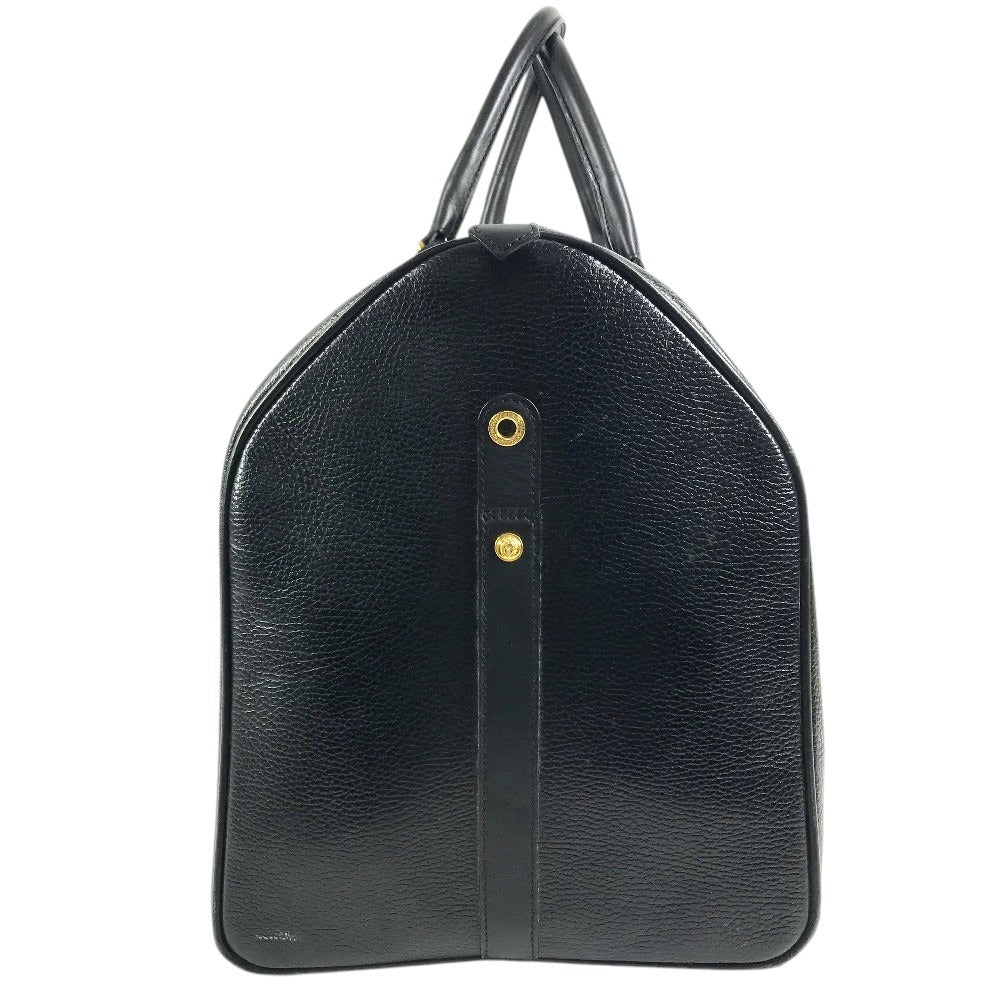 VERSACE vintage Sunburst logo 2-Way Bag: Shoulder Bag, Crossbody Bag, Duffle Bag Hand Bag Leather Black/Gold Used