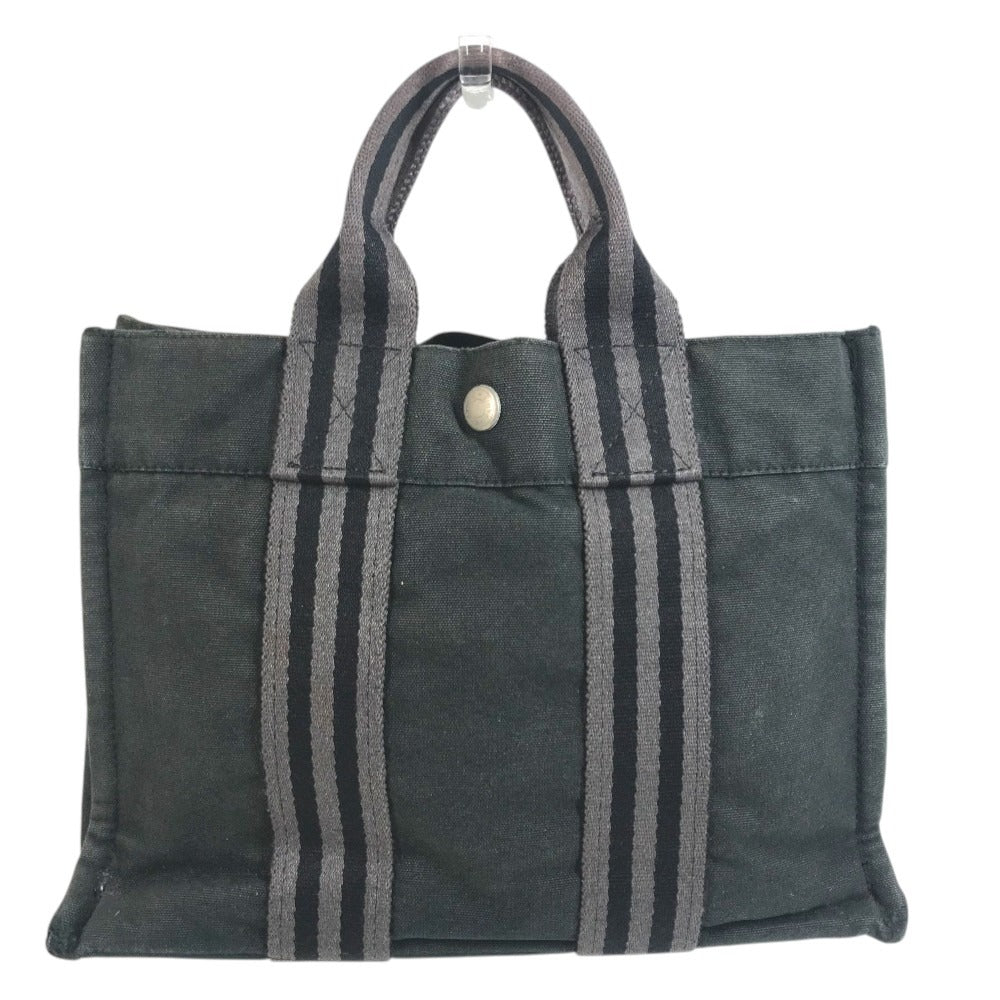 HERMES Fourre ToutPM Fourre Tout PM Tote Bag Hand Bag cotton Black/gray Used