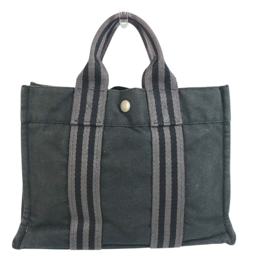 HERMES Fourre ToutPM Fourre Tout PM Tote Bag Hand Bag cotton Black/gray Used