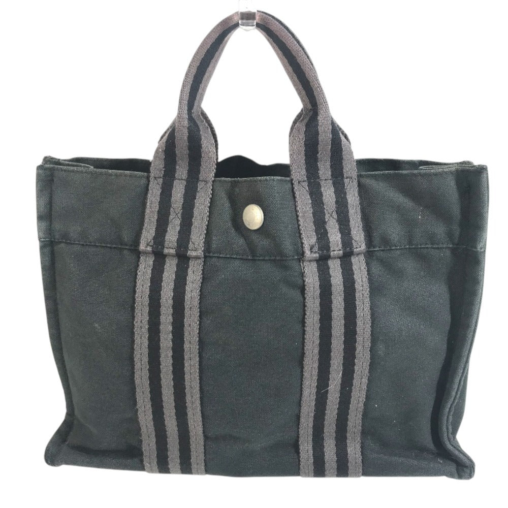 HERMES Fourre ToutPM Fourre Tout PM Tote Bag Hand Bag cotton Black/gray Used