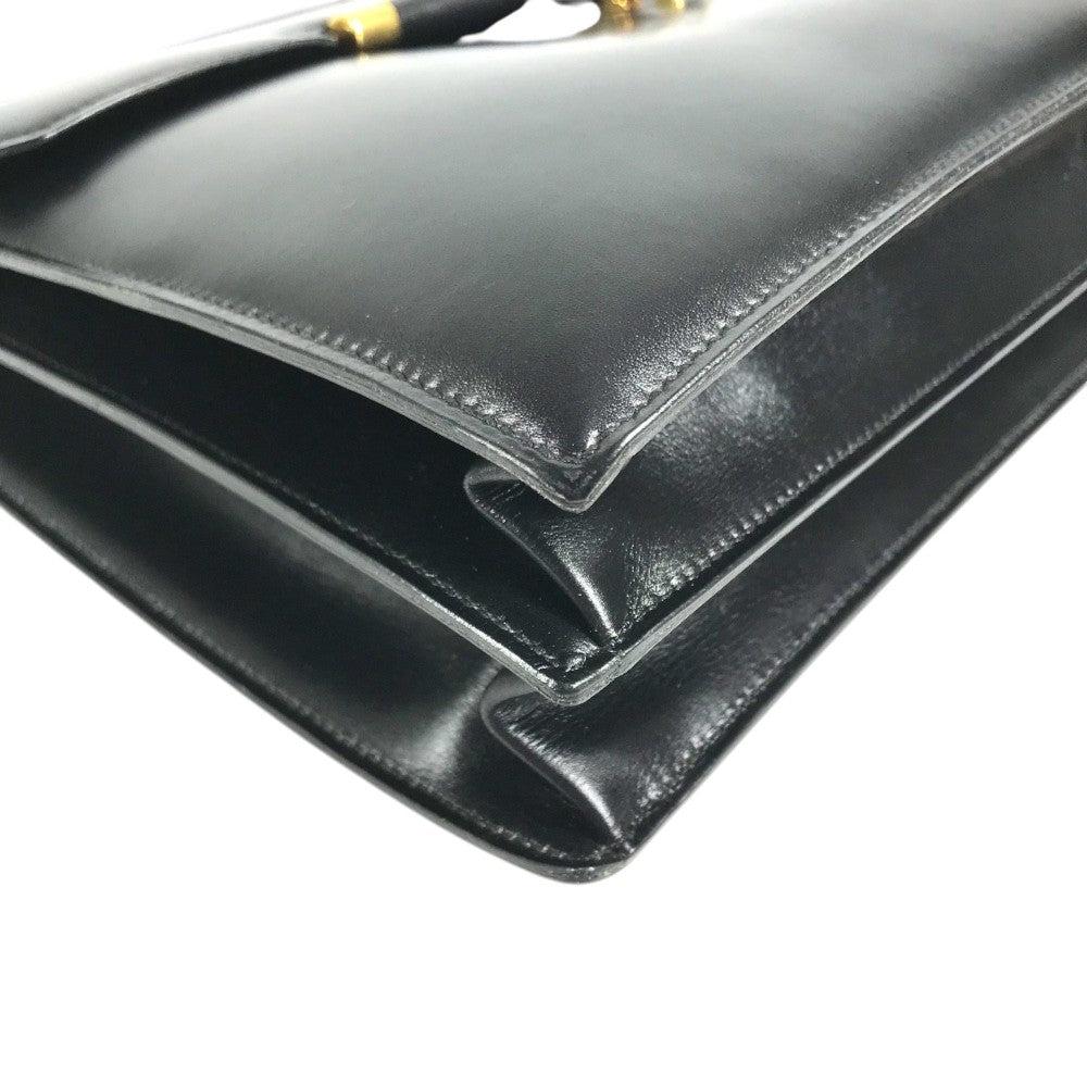 HERMES vintage Paroniere GoldHardware Paroniere Hand Bag Box Scarf Black Hand Bag Leather Black Used