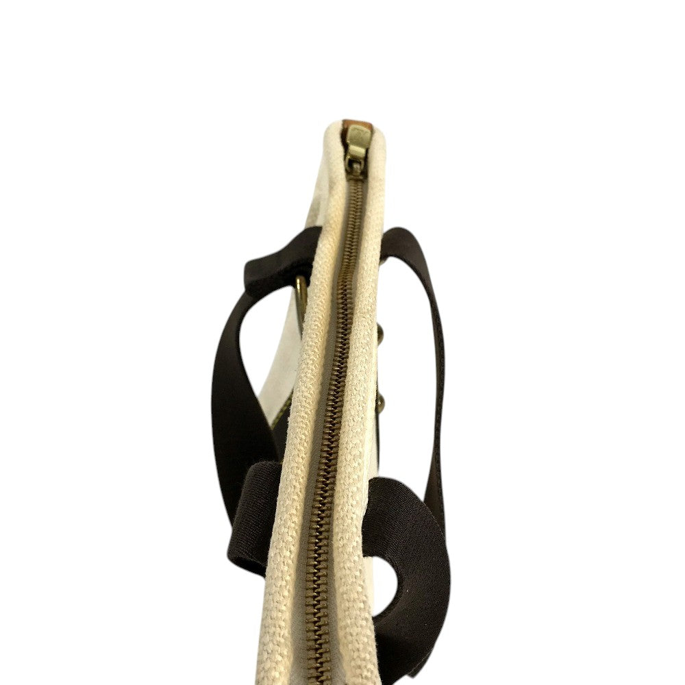 LOUIS VUITTON M40039 Antigua Cabas PM Tote Bag Hand Bag cotton White/Brown Used