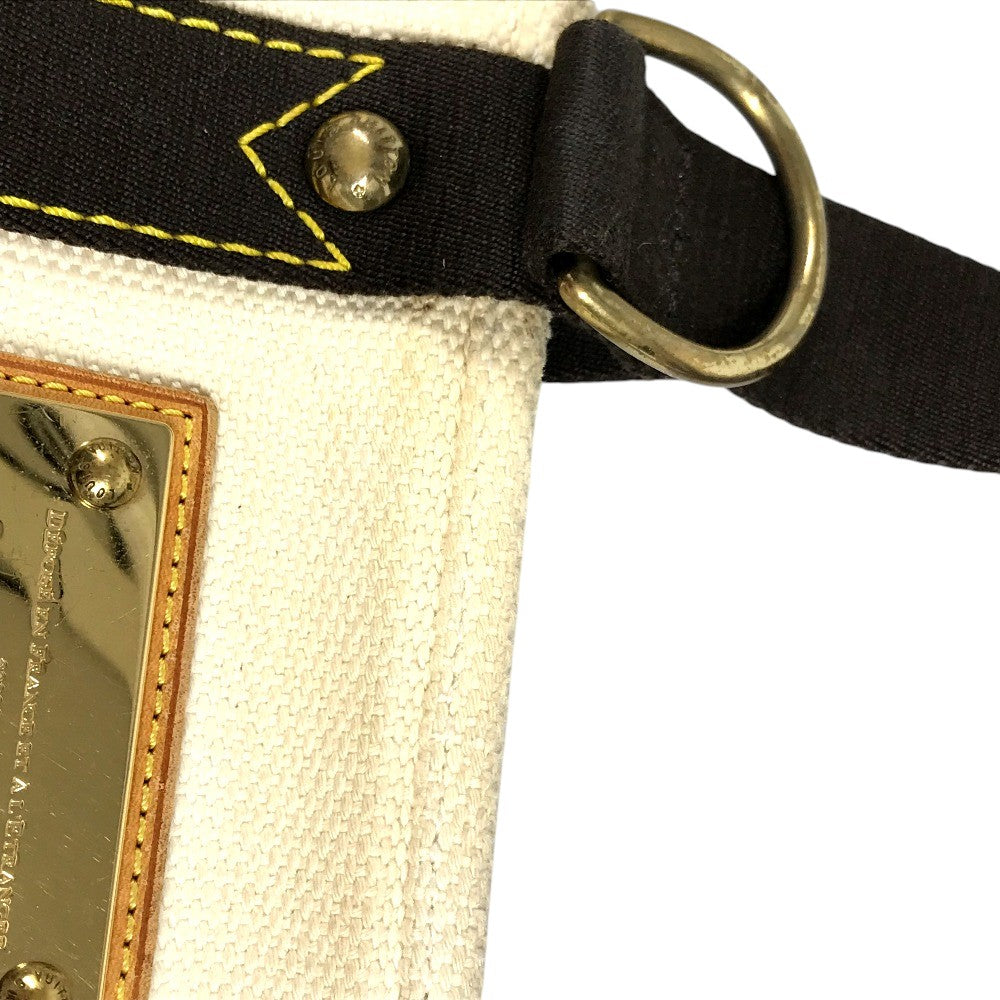 LOUIS VUITTON M40039 Antigua Cabas PM Tote Bag Hand Bag cotton White/Brown Used