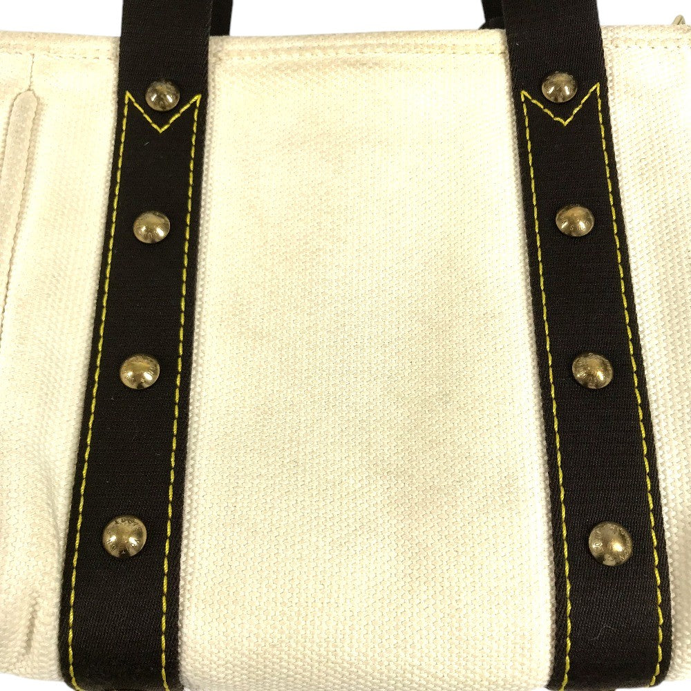 LOUIS VUITTON M40039 Antigua Cabas PM Tote Bag Hand Bag cotton White/Brown Used