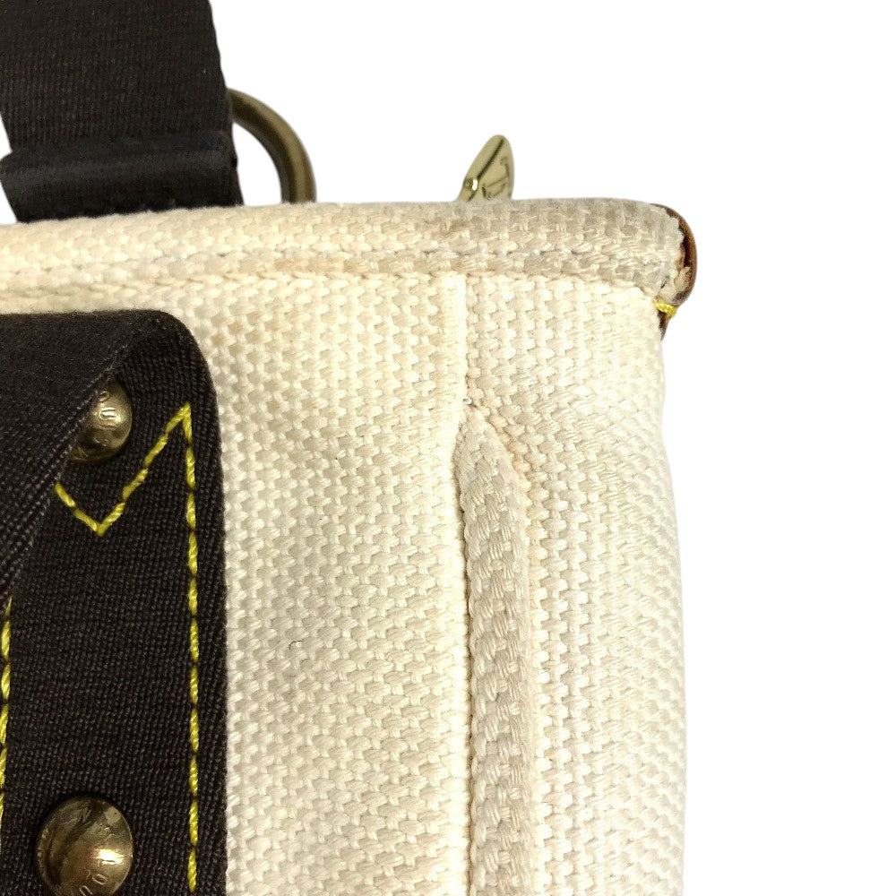 LOUIS VUITTON M40039 Antigua Cabas PM Tote Bag Hand Bag cotton White/Brown Used
