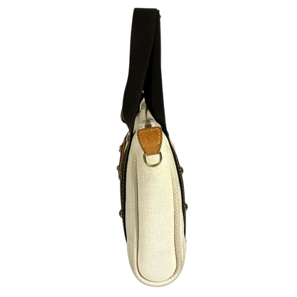 LOUIS VUITTON M40039 Antigua Cabas PM Tote Bag Hand Bag cotton White/Brown Used