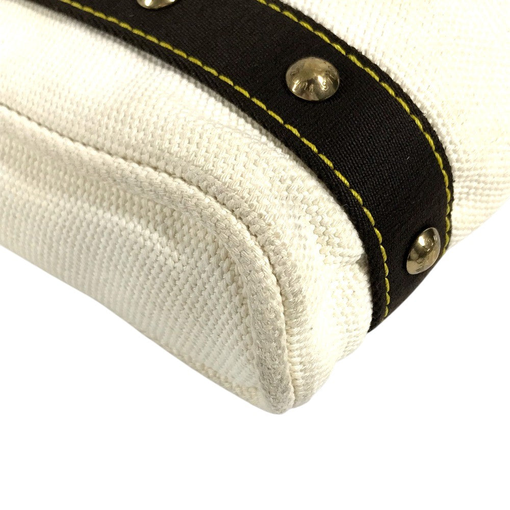 LOUIS VUITTON M40039 Antigua Cabas PM Tote Bag Hand Bag cotton White/Brown Used