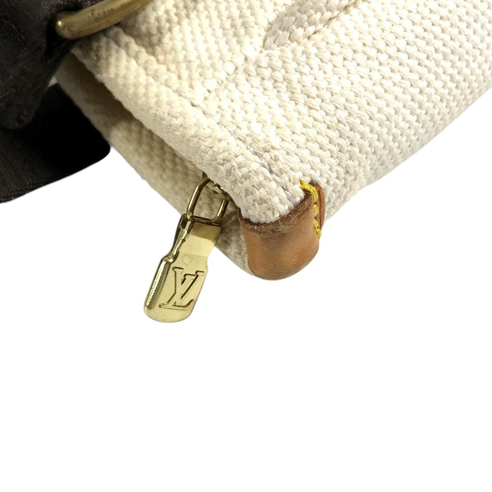 LOUIS VUITTON M40039 Antigua Cabas PM Tote Bag Hand Bag cotton White/Brown Used