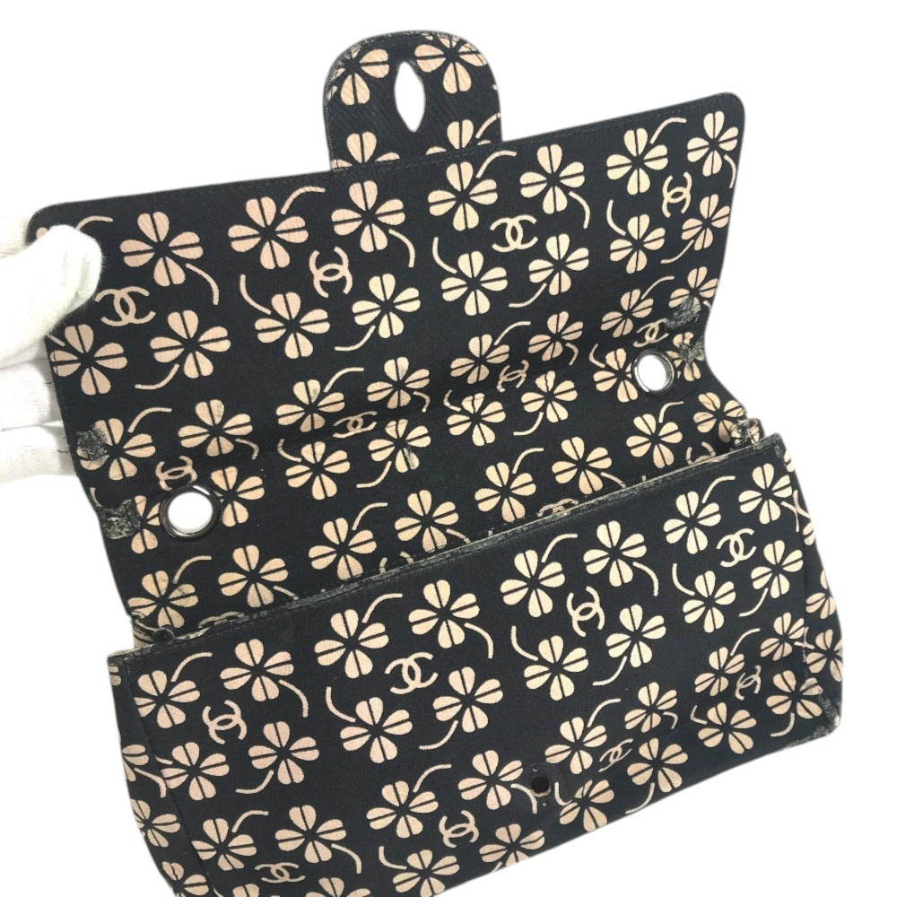 CHANEL Translated ants Clover CC logo CC Mark bag flap Shoulder Bag cotton Black Used