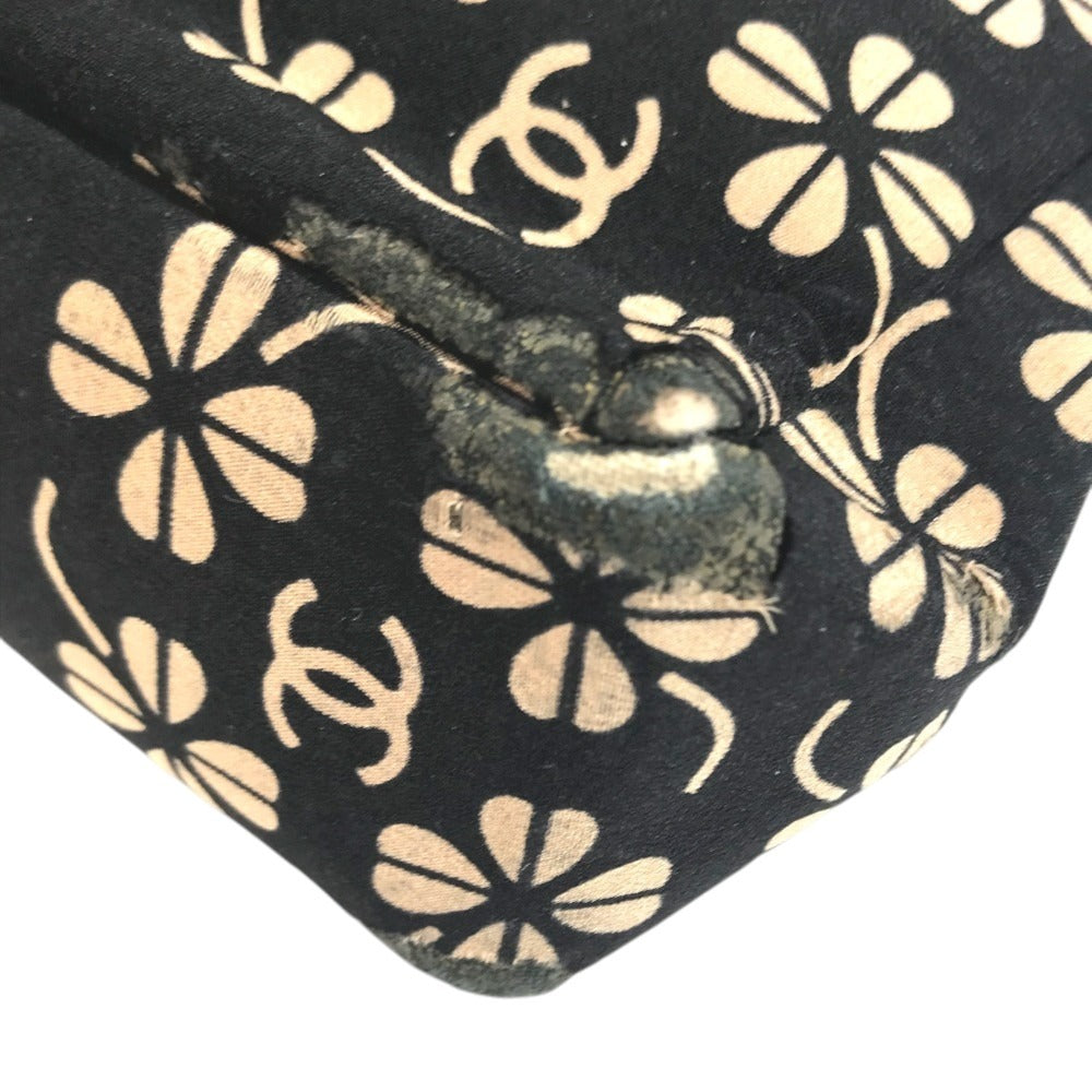 CHANEL Translated ants Clover CC logo CC Mark bag flap Shoulder Bag cotton Black Used