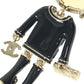 CHANEL 22P Lion Camellia Logo Animal Rhinestone Charm Bag Charm Key Holder Metal Black/Gold Used