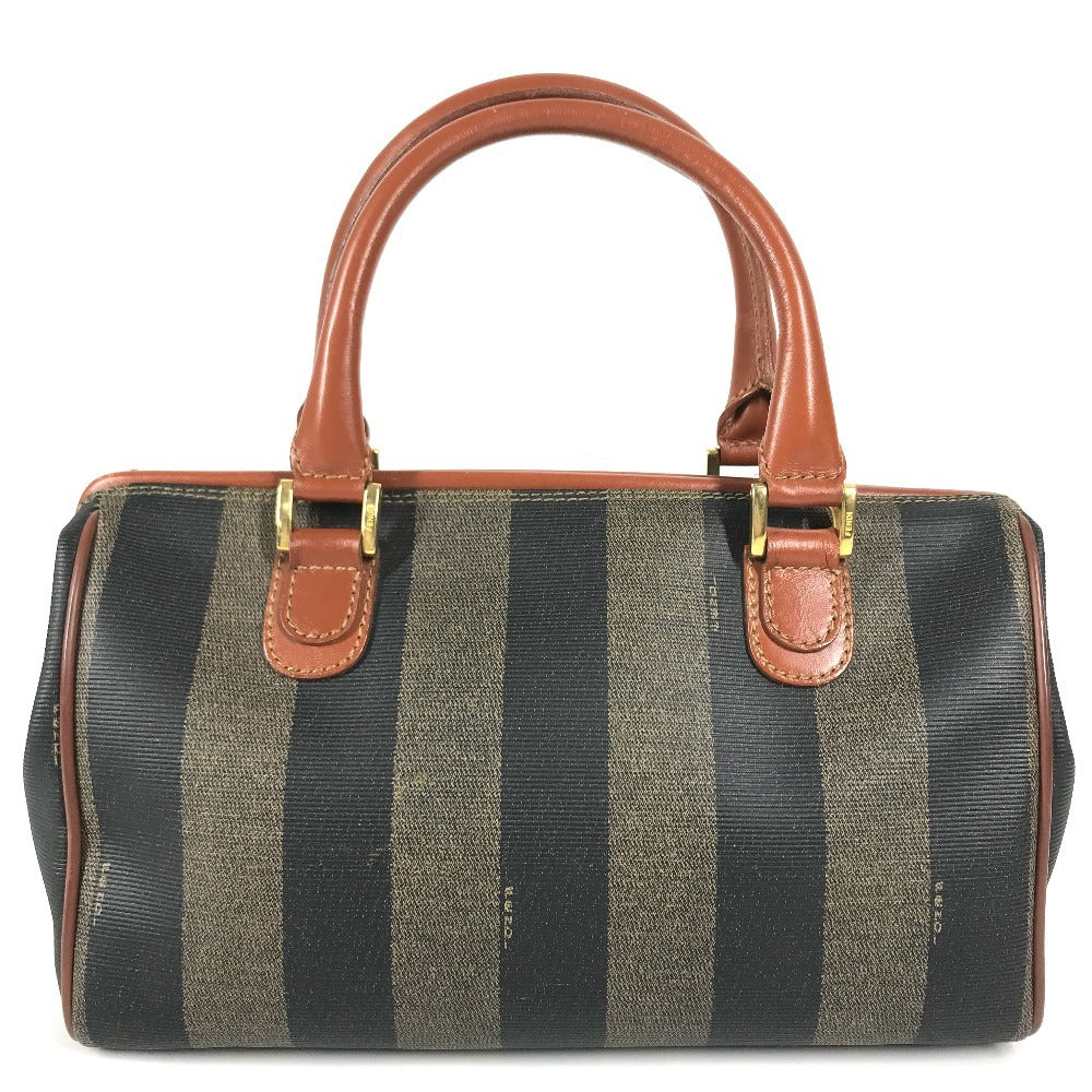 FENDI vintage Pecan Bag Mini Duffle Bag Hand Bag PVC/Leather khaki/Brown Used