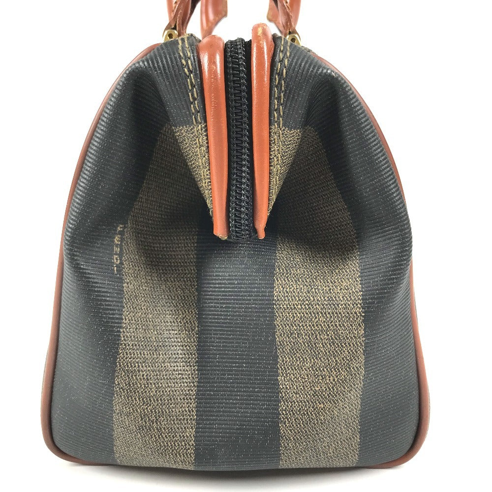 FENDI vintage Pecan Bag Mini Duffle Bag Hand Bag PVC/Leather khaki/Brown Used