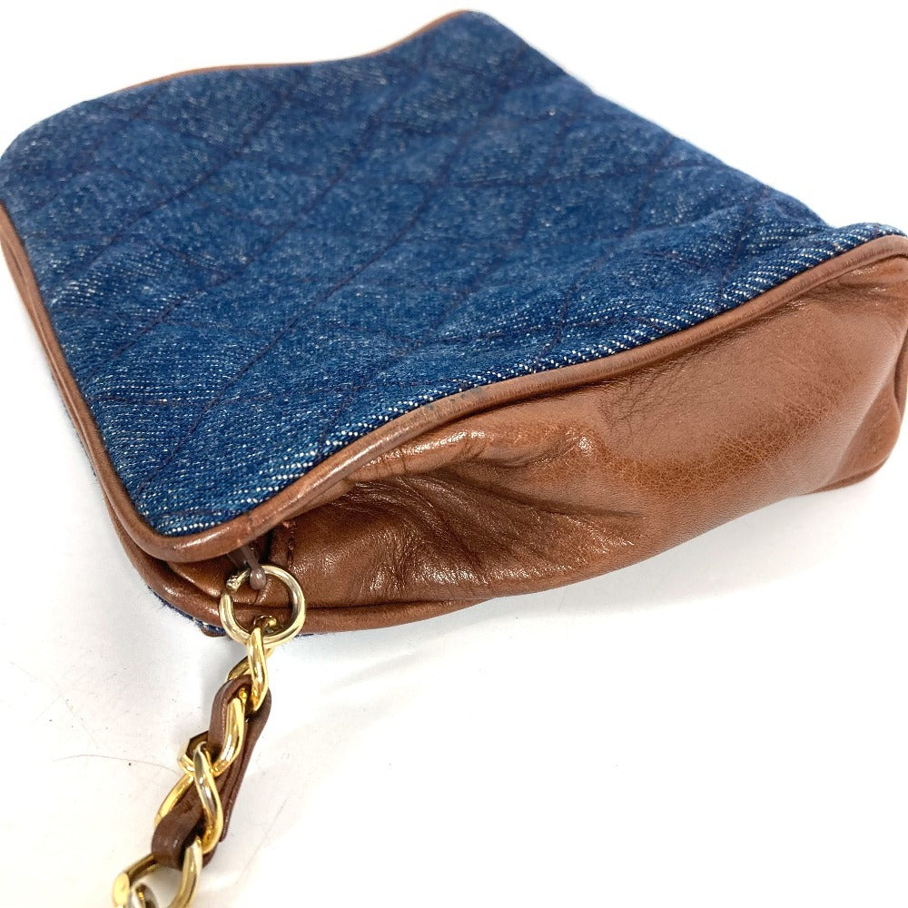CHANEL vintage CC CC Mark logo Chain Bags, pouches, belt bags, body bags Waist Pouch Denim / Leather blue/Brown Used