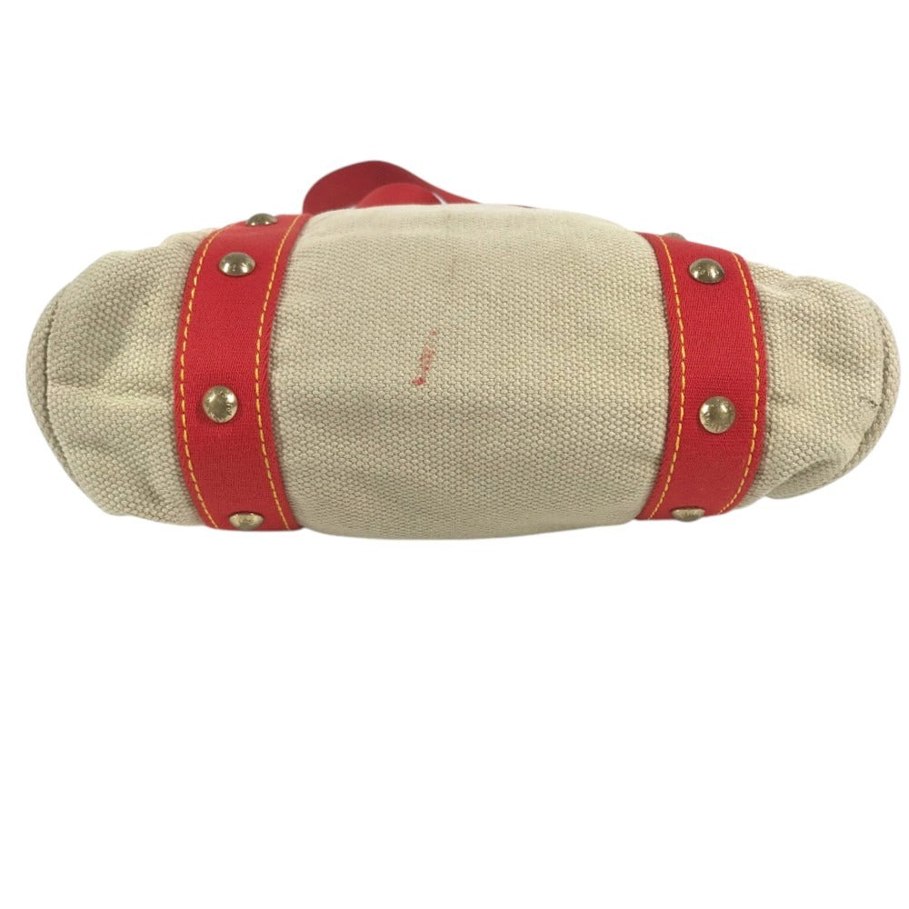 LOUIS VUITTON M40035 Antigua Cabas MM Bag Tote Bag shawl Shoulder Bag Canvas Beige/Red Used