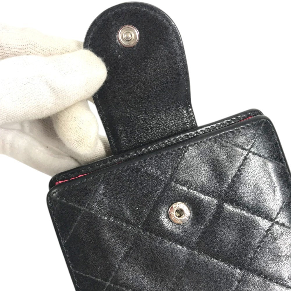 CHANEL A26720 Cambon Line CC CC Mark logo Kisslock Compact Wallet Folded wallet Leather Black Used