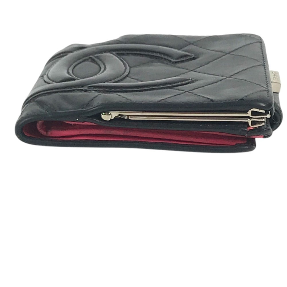 CHANEL A26720 Cambon Line CC CC Mark logo Kisslock Compact Wallet Folded wallet Leather Black Used