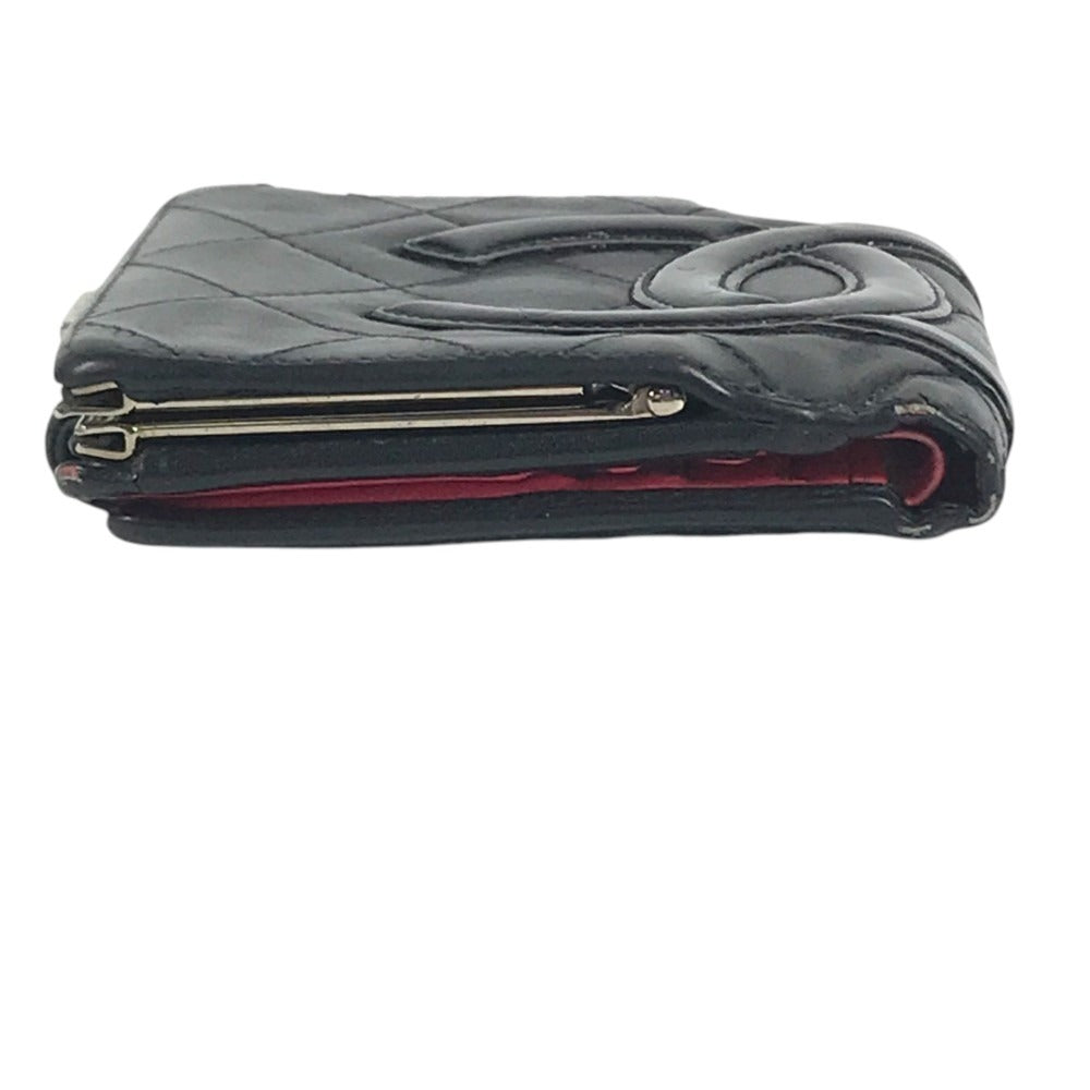 CHANEL A26720 Cambon Line CC CC Mark logo Kisslock Compact Wallet Folded wallet Leather Black Used