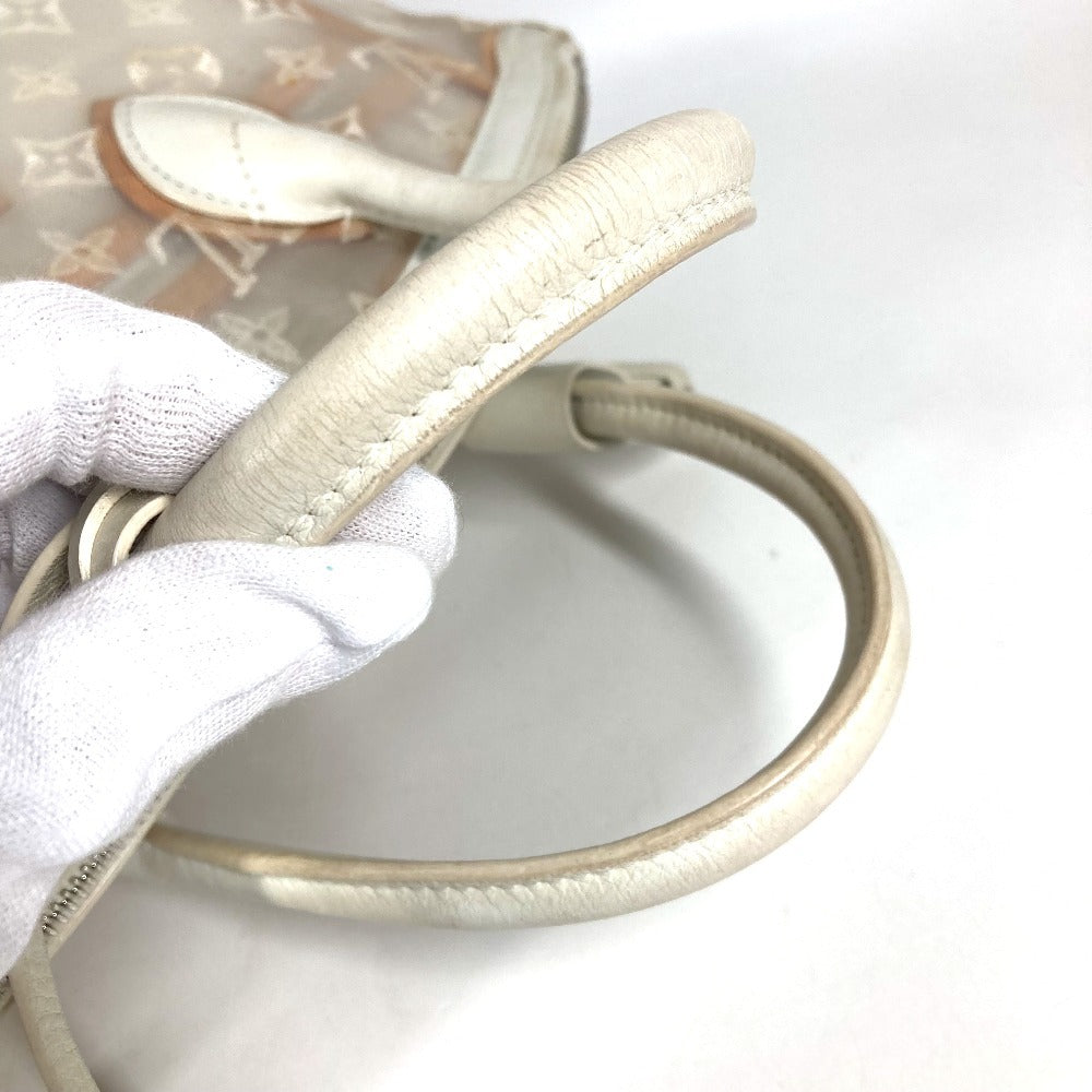 LOUIS VUITTON M40699 Transparency Monogram Lockit Tote Bag, Embroidered, Clear, Mesh Hand Bag Leather / Nylon White Used