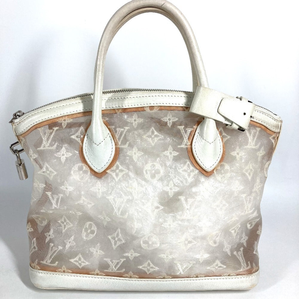 LOUIS VUITTON M40699 Transparency Monogram Lockit Tote Bag, Embroidered, Clear, Mesh Hand Bag Leather / Nylon White Used