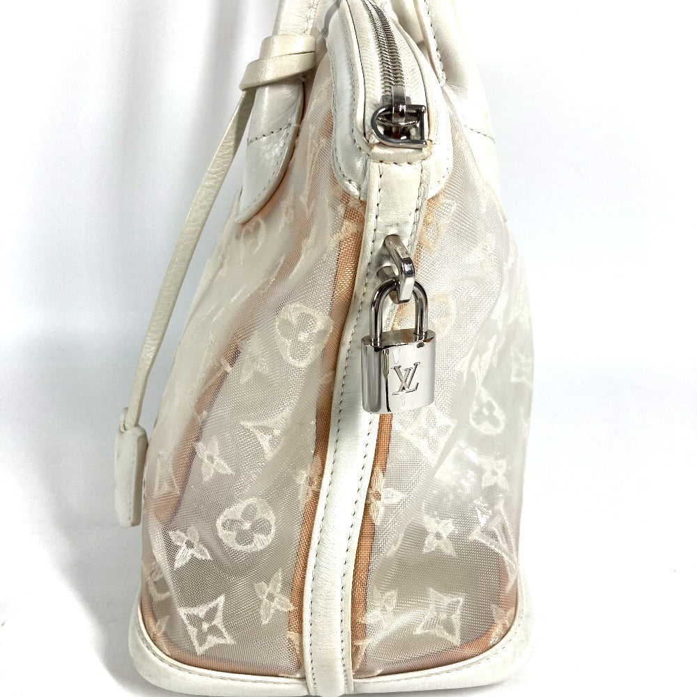 LOUIS VUITTON M40699 Transparency Monogram Lockit Tote Bag, Embroidered, Clear, Mesh Hand Bag Leather / Nylon White Used