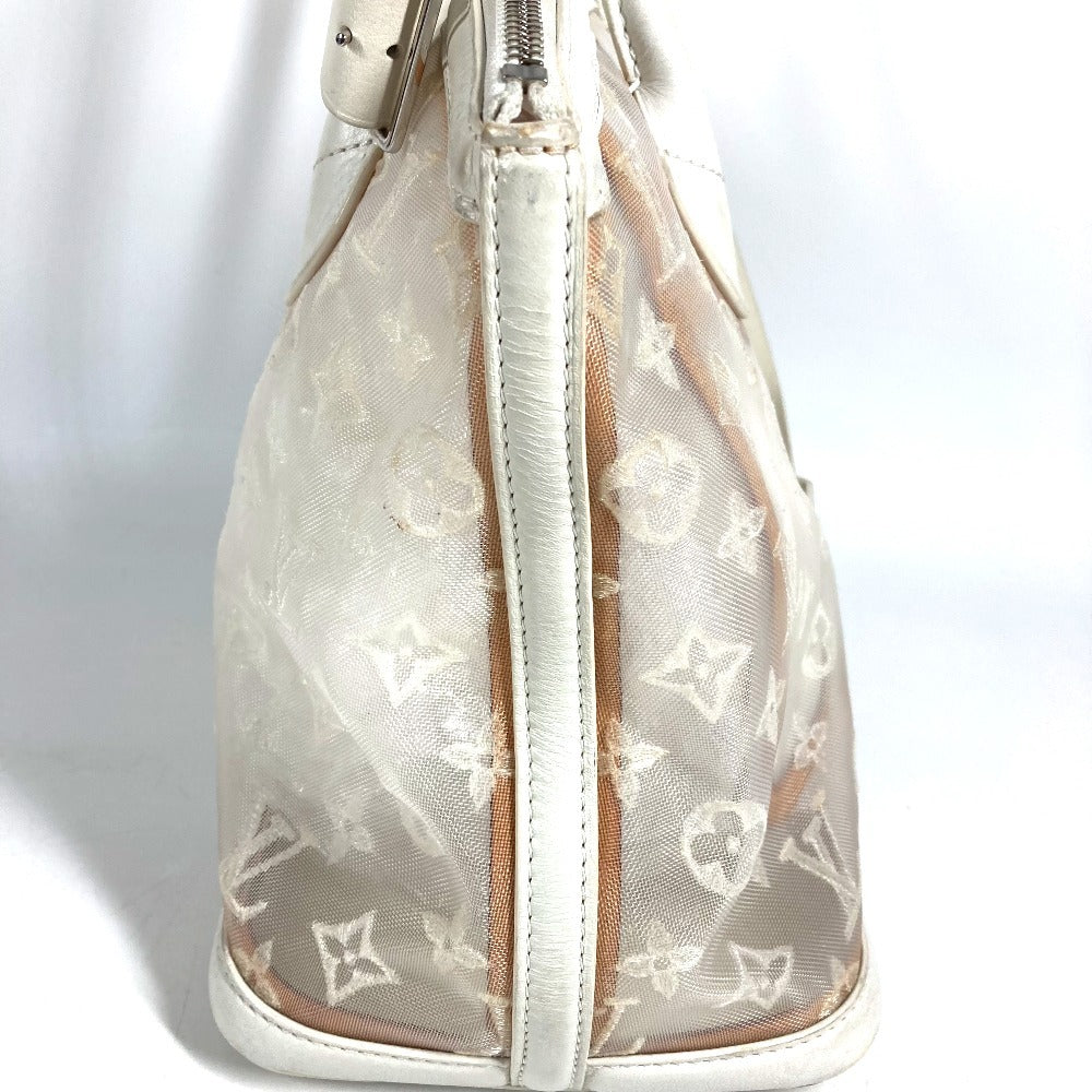 LOUIS VUITTON M40699 Transparency Monogram Lockit Tote Bag, Embroidered, Clear, Mesh Hand Bag Leather / Nylon White Used