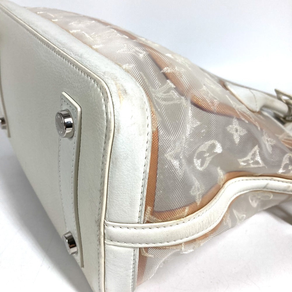 LOUIS VUITTON M40699 Transparency Monogram Lockit Tote Bag, Embroidered, Clear, Mesh Hand Bag Leather / Nylon White Used