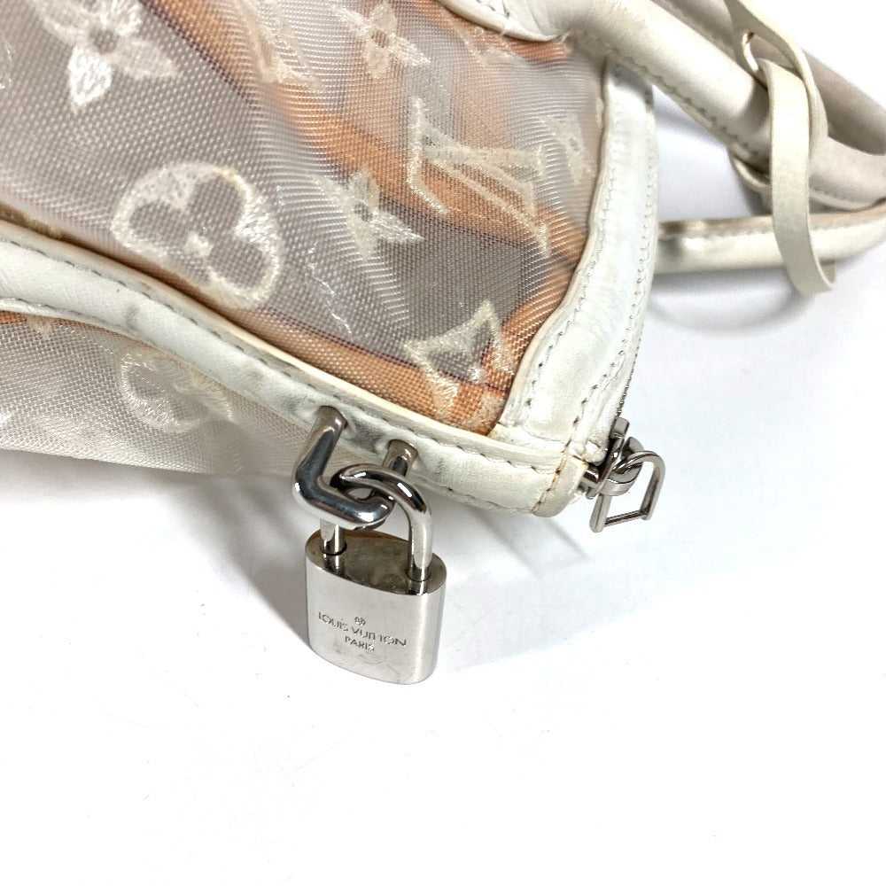 LOUIS VUITTON M40699 Transparency Monogram Lockit Tote Bag, Embroidered, Clear, Mesh Hand Bag Leather / Nylon White Used