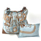 HERMES Brides de Gala Silky City PM Silky City PM Crossbody bag with pouch Shoulder Bag silk / Leather Light blue/Brown Used
