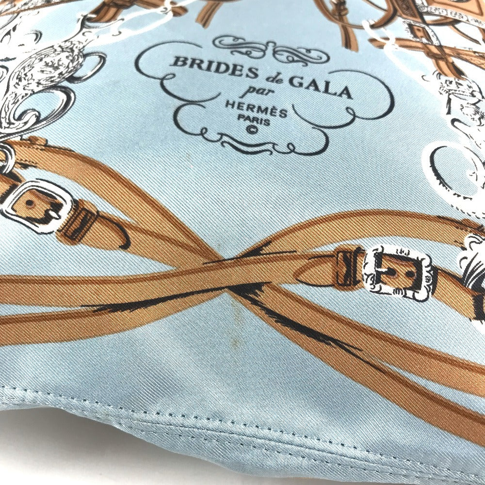 HERMES Brides de Gala Silky City PM Silky City PM Crossbody bag with pouch Shoulder Bag silk / Leather Light blue/Brown Used