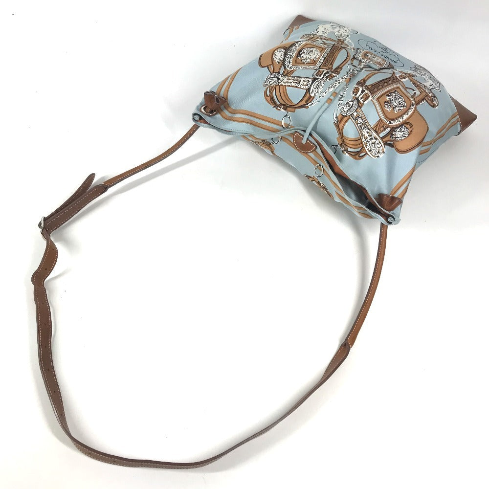 HERMES Brides de Gala Silky City PM Silky City PM Crossbody bag with pouch Shoulder Bag silk / Leather Light blue/Brown Used