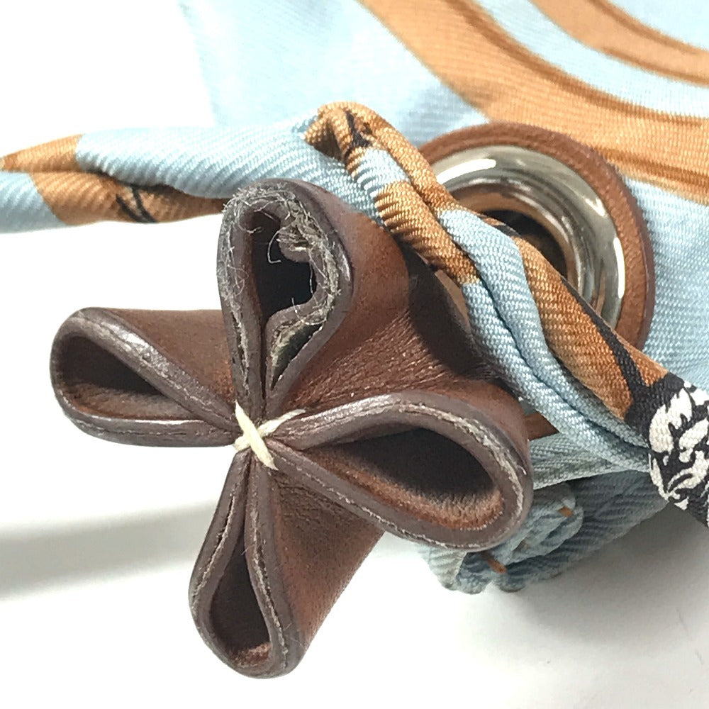 HERMES Brides de Gala Silky City PM Silky City PM Crossbody bag with pouch Shoulder Bag silk / Leather Light blue/Brown Used