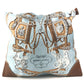 HERMES Brides de Gala Silky City PM Silky City PM Crossbody bag with pouch Shoulder Bag silk / Leather Light blue/Brown Used