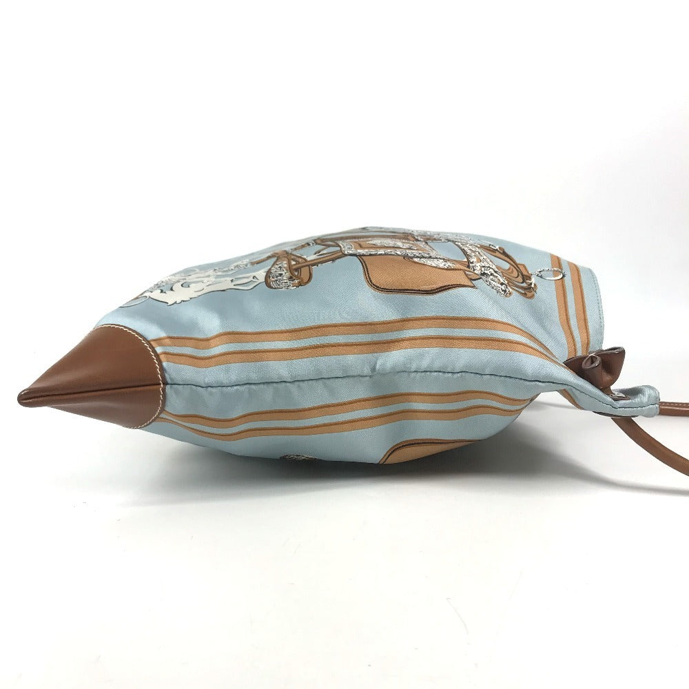 HERMES Brides de Gala Silky City PM Silky City PM Crossbody bag with pouch Shoulder Bag silk / Leather Light blue/Brown Used